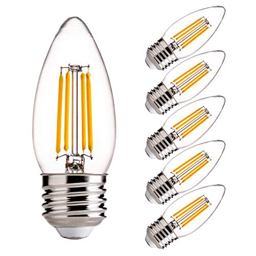 B11 6-Pack LED Filament Bulb 40W Equivalent with 400LM Brightness 